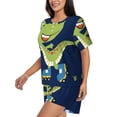 thumbnail image 2 of Naloa Dino Playing Roller Skate Women's Short-Sleeved Pajama Set, Loungewear, Summer pajamas, Breathable Cozy - 3X-Large, 2 of 9