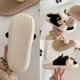 thumbnail image 3 of Pantuflas de vaca peludas, pantuflas cálidas lindas, zapatos de algodón acogedores, sin cordones con forma de animal, 3 of 4