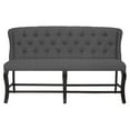 thumbnail image 2 of Cappuccino Wood Counterheight Dining Bench Upholstered with Gray Linen Fabric, 2 of 4