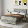 thumbnail image 7 of Yesfashion Golden Full Size Bed Frame, Upholstered Bed Frame with Button Tufted Headboard, Heavy Duty Metal, No Box Spring Needed, 7 of 7