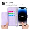 thumbnail image 5 of SaniMore for iPhone 14 Pro 6.1" Magnetic Flip Wallet Case with Cross Body Strap, PU Leather Case with Card Slot & Multi-Angle Kickstand Shockproof Protective Case for Girls Ladies, Purple, 5 of 12