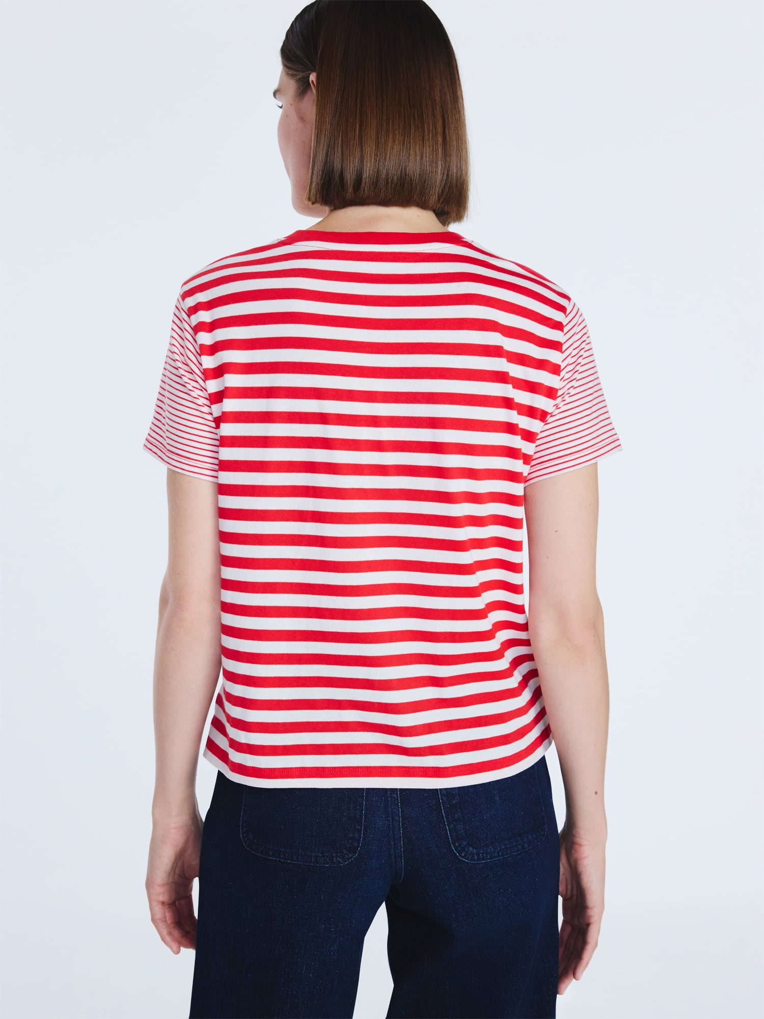 Free Assembly Women's and Women's Plus Cotton Cropped Boxy Tee with Short Sleeves, Sizes XS-4X