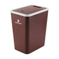 thumbnail image 2 of Comefolife 1 Pack Bathroom Trash Can with Lid,4 Gallons/15L Slim Garbage Can with Pop-up Lid,Small Trash Bin,Plastic Dog Proof Trashcan,Waste Basket for Bathroom,Bedroom,Kitchen,Office,Dorm,Brown, 2 of 9