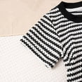thumbnail image 5 of GobdXE Toddler Girls Striped Ribbed Outfit, Short Sleeve Top and Wide Leg Pants 2 Piece Summer Casual Set Color:Black,Size:4-5 Years, 5 of 8
