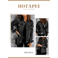thumbnail image 4 of HOTAPEI Ripped Jean Jacket for Women Fashion Cropped Jacket Button Frayed Distressed Denim Jackets With Pocket, 4 of 7
