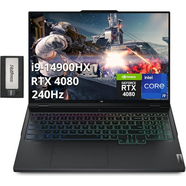 Lenovo Legion Pro 7 16 Pouces WQXGA 240Hz Ordinateur Portable de Jeu, Intel i9-14900HX, 32 Go DDR5, 1 To PCle SSD, GeForce RTX 4080, Clavier Rétroéclairé RGB, Caméra FHD, Wi-Fi 6E, Win 11, Noir, Station d'Accueil 256 Go