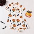thumbnail image 3 of Elegyee Girl's Halloween Pajamas Pumpkin Short Sleeve Button Down Shirt Shorts Sleepwear, White, Size 11-12, 3 of 8