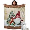 thumbnail image 5 of Throw Blanket Fleece Throw Blanket 50x60in, Christmas Tree Dwarf Soft Lightweight Bed Blankets Snowflake on Gold Background Fuzzy Couch Blankets for All Season, 5 of 9