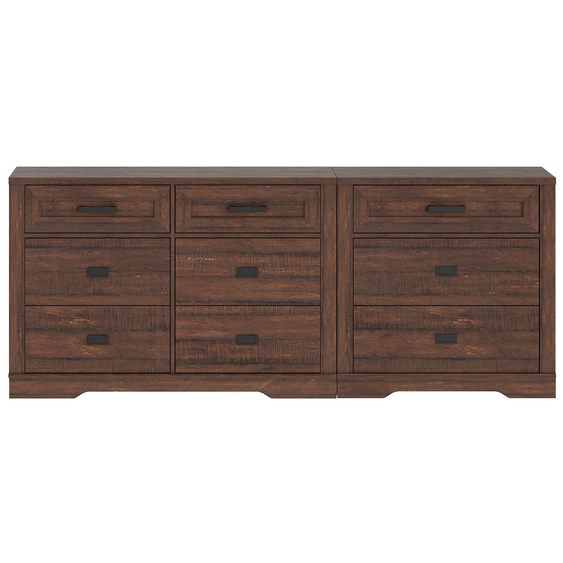 2 in 1 Dresser with 9 Drawers for Bedroom, Wooden Dressers with Small Chest of Drawers, Mid Century Modern Dresser with Metal Handles for Liviing Room, Hallway, Rustic Brown