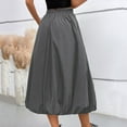 thumbnail image 4 of Women's A-Line Midi Skirts Casual Elastic High Waist Flowy Swing Pleated Beach Boho Long Skirt with Pocket Gray L, 4 of 8