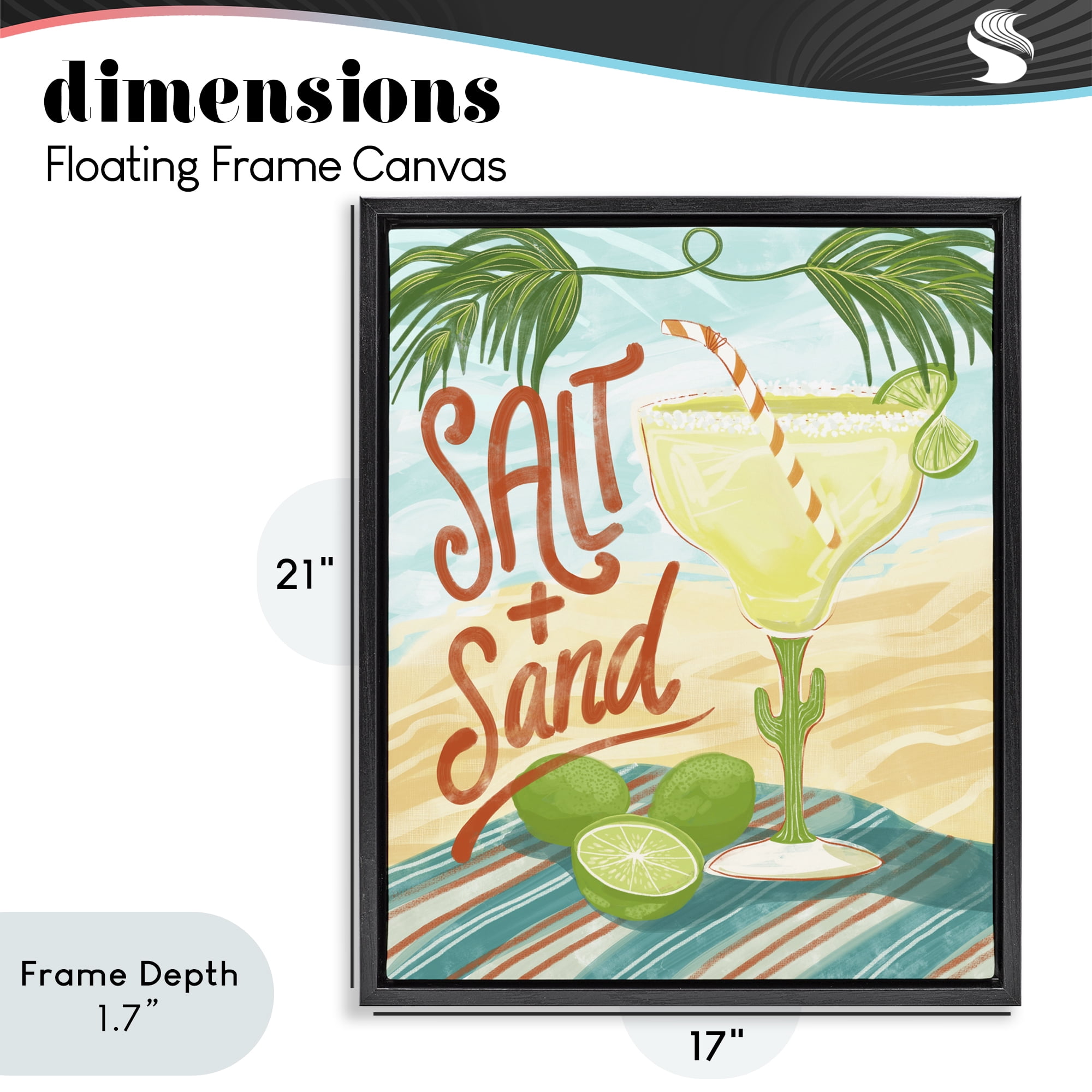 Stupell Industries Salt & Sand Margarita Black Framed Floater Canvas Wall Art, design by Connie Summers