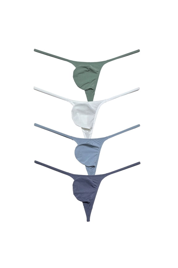 4PCS Botmois Men's Solid Thong Bikini G-String Mini Bottoms Briefs Softr Spandex Tangas Underwear Low-rise Underpants AGWGNB XL
