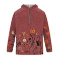 thumbnail image 4 of Hsovts Halloween Costume Casual Hoodie for Men, Full Print Pumpkin Ghost Bat Long Sleeve Loose Fit Daily Loungewear Sweatshirt Red 2xL, 4 of 6