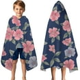 thumbnail image 3 of Pioneer Flower Floral Print Pattern Hooded Bath Towel，50"x30" for Ages 3 To 12 Kids, Quick Dry Lightweight Soft Microfiber Hood Beach Towel Cover Up for Kids, 3 of 7