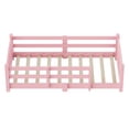 thumbnail image 5 of Bellemave Twin Floor Bed with Safety Guardrails, Montessori with Rails and Openings, Twin Size Bed Frame with Fence and Slats, No Box Spring Needed（Pink), 5 of 9