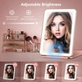 thumbnail image 3 of Rechargeable Travel Makeup Mirror, Vanity Mirror with 80LEDs, 3 Color Lighting, 2000mAh Battery, Portable Ultra Slim Lighted Makeup Mirror, Gift for Women (Rose Gold), 3 of 6