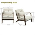 thumbnail image 5 of Aukfa Mid Century Modern Accent Chair w/ Lumbar Pillow for Living Room, Wood Frame, Velvet, Beige, 5 of 11