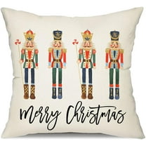 Merry Christmas Throw Pillow Cover 18x18 Inch Nutcracker Christmas Decor Winter Holiday Party Cushion Case Decoration for Sofa Couch C18