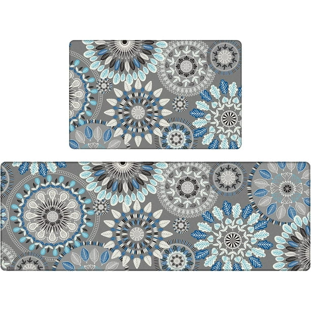 Boho Kitchen Set of 2 Anti Fatigue Mats for Kitchen Floor Cushioned