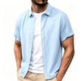 thumbnail image 2 of VgaVtl Collar Shirts for Men Button up Summer Short Sleeve Leisure Shirts for Men Cardigan Minimalist Solid Color, 2 of 8