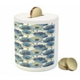 thumbnail image 3 of Floral Piggy Bank, Ombre Flowers Romantic Perennial Bouquet Florets Digital Watercolor Effect Art Image, Ceramic Coin Bank Money Box for Cash Saving, 3.6" X 3.2", Grey Navy, by Ambesonne, 3 of 4