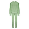thumbnail image 5 of Scyoekwg Womens 2 Piece Outfits Sweatsuit Fall Outfits Crewneck Long Sleeve Sweatshirts Elastic Waist Jogger Pants Athletic Set Loose Casual Solid Color Fashion Tracksuit Set (Green,XL), 5 of 7