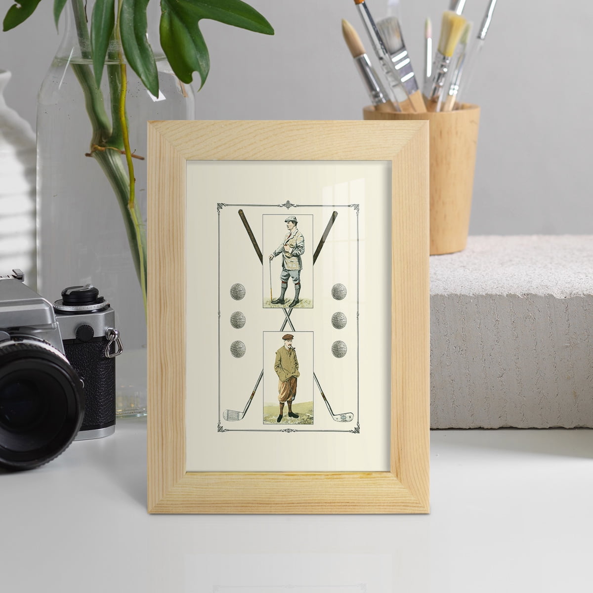 Golfers: John Henry & R. Maxwell -Framed Print w/glass-Natural Wood