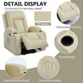 thumbnail image 3 of LuxyHoom Manual Lift Recliner Chair for Elderly with Massage and Heat, Heavy Duty 350 lbs Large Oversized Recliner with Infinite Positions, USB Ports & Cup Holders(Breathable Leather, Beige), 3 of 10