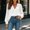 White v neck scallop trim top women a1, variant on Women's V Neck Puff Sleeve Top Scallop Trim Solid Color Loose Fit Casual Blouse Trendy Fall Spring Outfit, Yellow M
