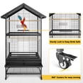 thumbnail image 3 of Garvee Large Bird Cage for Parrots & Parakeets - Extra Wide 60 Rolling Parakeet Cage, Flight Cage with 4 Metal Feeders, Wood Perches & Storage Shelf | Indoor/Outdoor Use for Breeders, 3 of 5