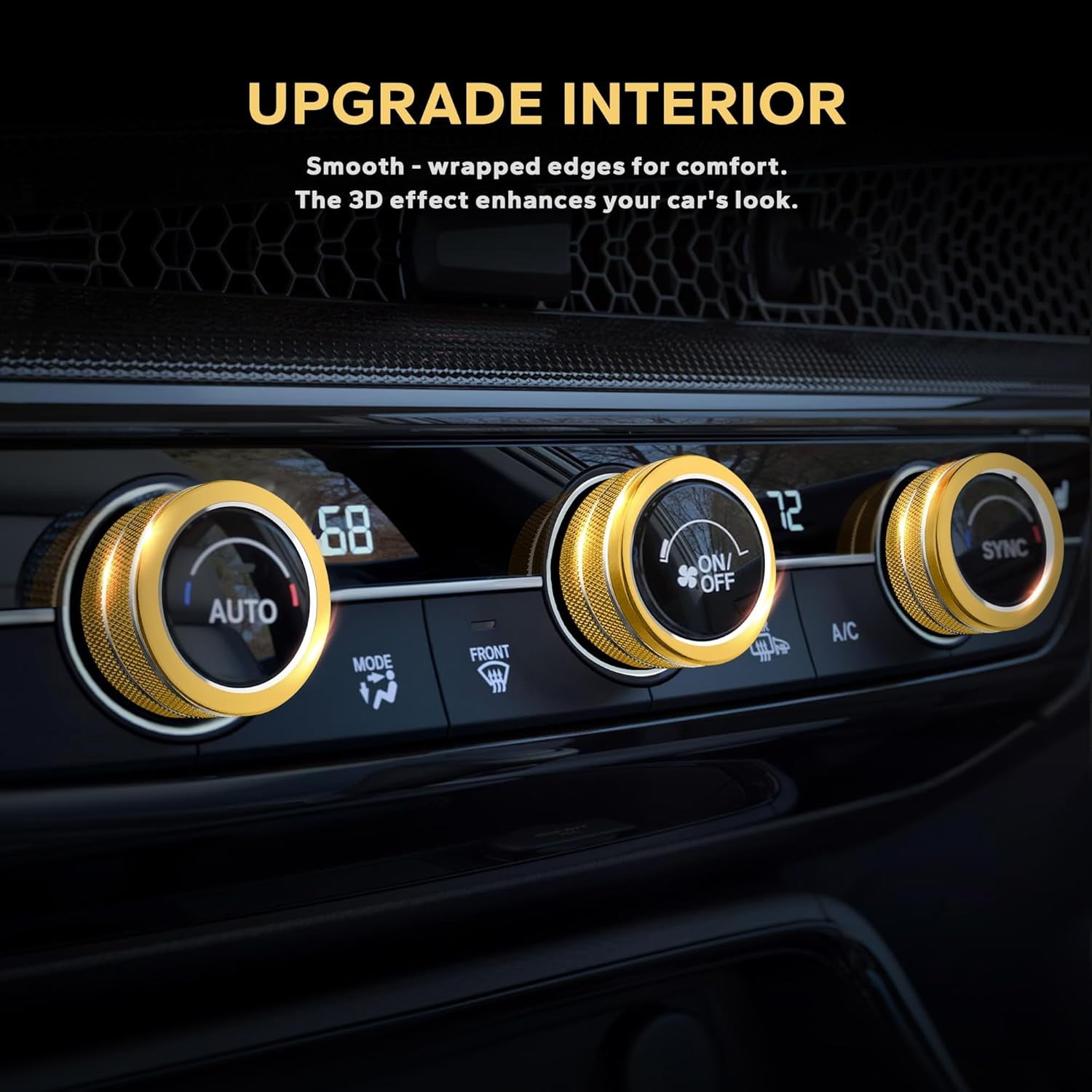 chasenew for Honda Civic 2022-2026 Accessories, CRV 2023-2026 & Acura Ingetra 2023-2025 (Fit 7" Screen/ 1 Audio Knob), 10pcs Knob Cover Kit - Push Start, Audio, AC & Air Vent (Gold)