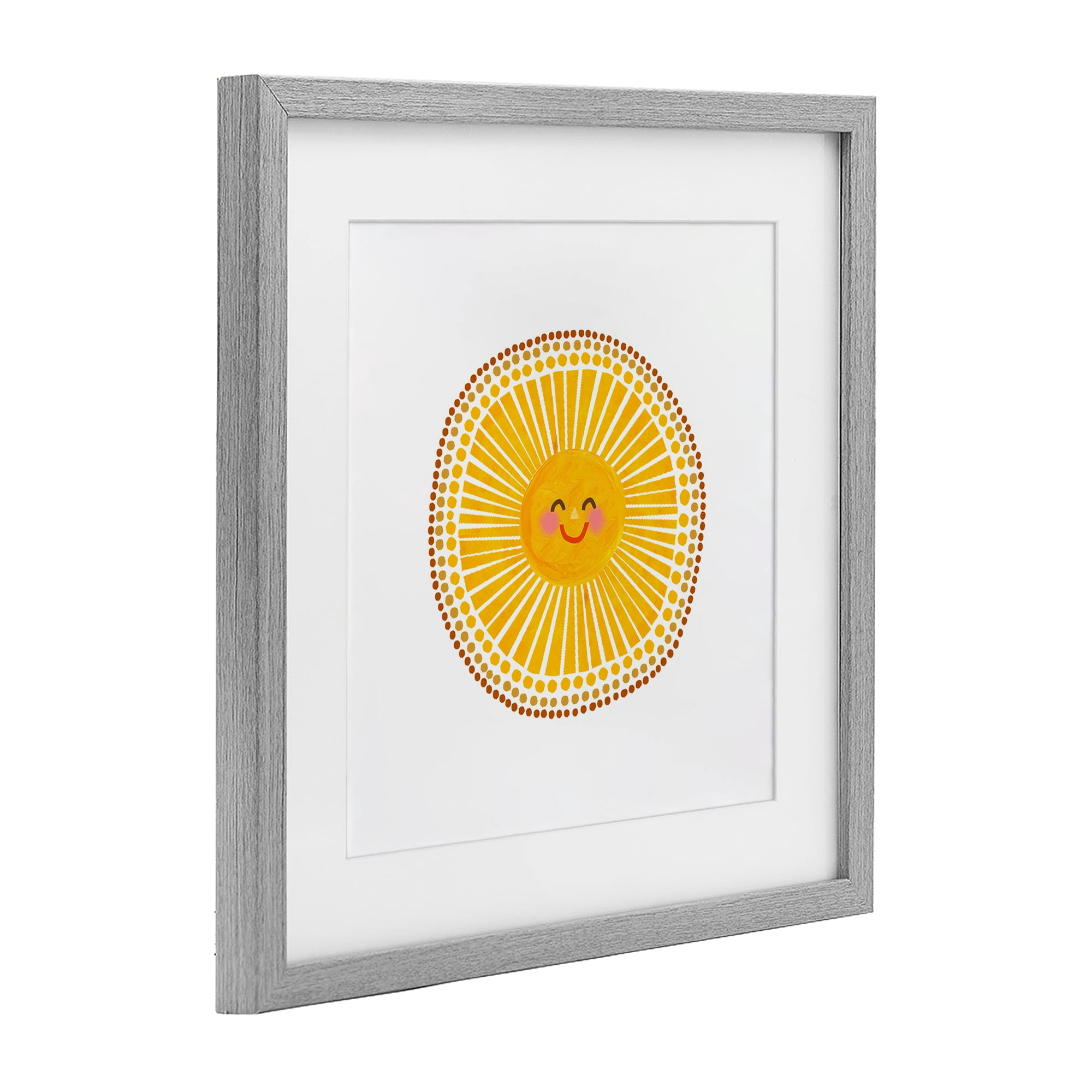 Stupell Industries Yellow Sun's Smile Gray Framed Print Under Glass, design by Katherine Herrell Studio