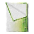 thumbnail image 2 of Spa Soft Flannel Fleece Throw Blanket, Orchid Flowers with Bamboo Branches in Vibrant Colors Practice Themes, Cozy Plush for Indoor and Outdoor Use, 70" x 90", White and Green, by Ambesonne, 2 of 5