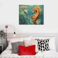 thumbnail image 5 of Acheng Bathroom Wall Decor Seahorse Decor Wall Art, Nautical Coastal Seahorse Pictures Wall Decor for Bedroom Living Room, Cadet Blue Green Framed Beach Ocean Kitchen Wall Art  20x16in, 5 of 6