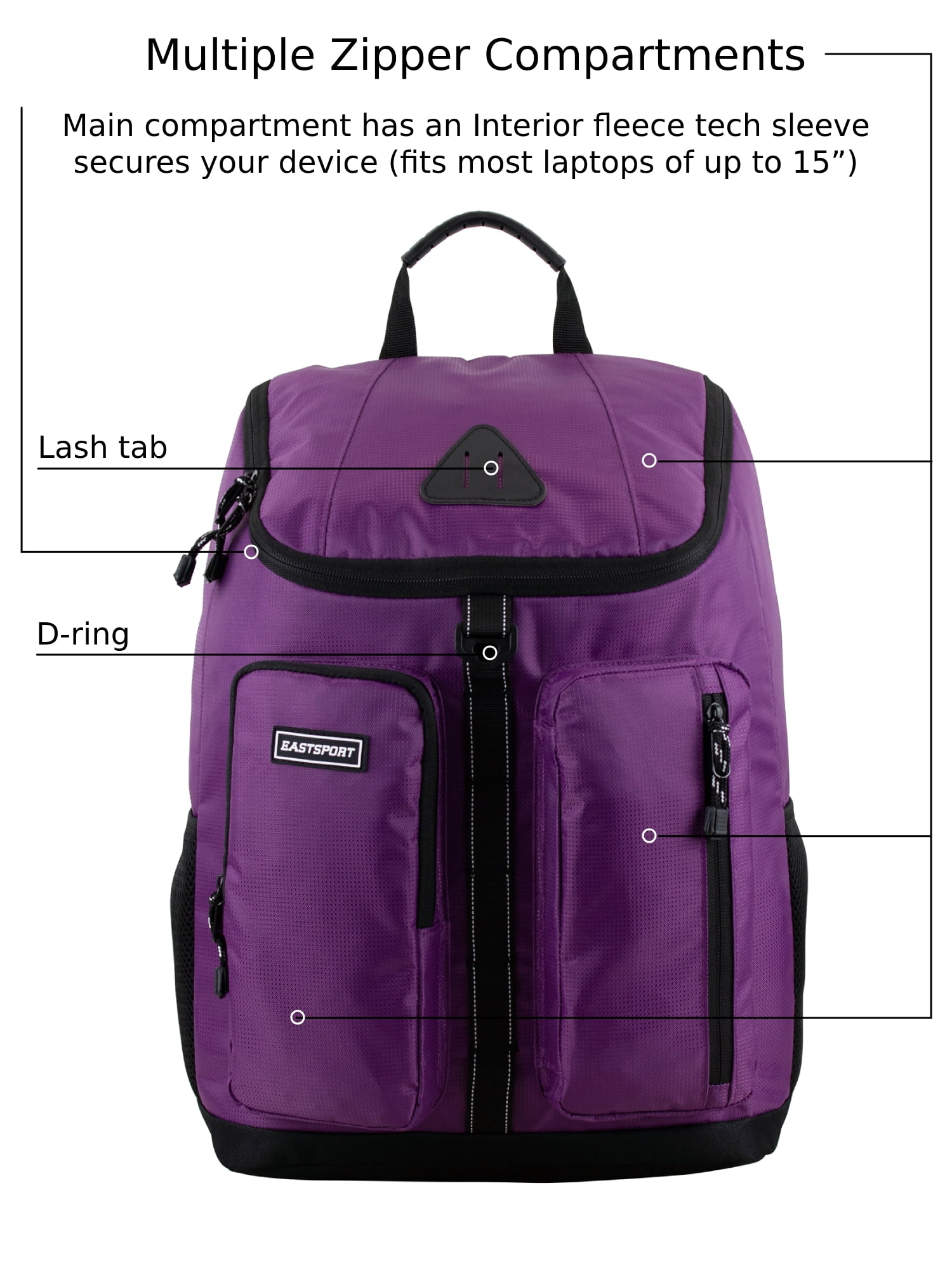 Eastsport Unisex Theo Top Loader Backpack, Berry Parfait