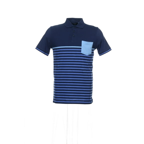 Argyleculture by Russell Simmons Blue Horizontal Striped Polo Shirt Golf , Size XLarge