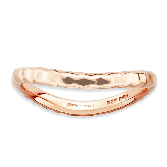 2.25mm 925 Sterling Silver Stackable Polished Pink Plate Wave Ring Size 8 Stackable Ring for Women