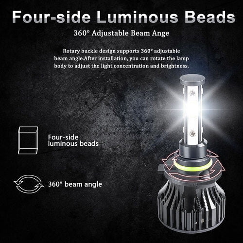 9006 Led Headlight Bulb 9005 & S Combo Kit - 8000K Super White, High & Low Beam, 4 Bulbs Front Light - Foto 7