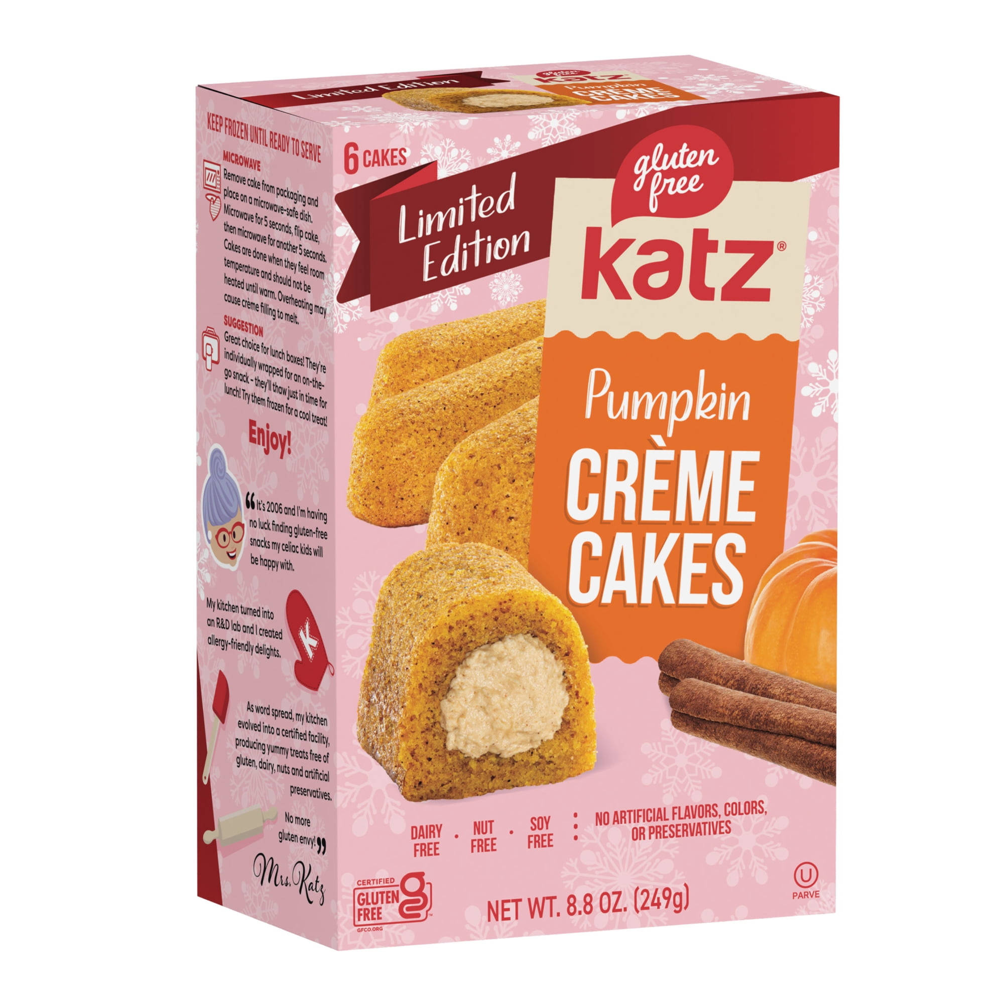 Katz Gluten-Free Creme Cakes - Pumpkin |Gluten-Free Dairy Free Nut Free Soy Free Kosher | (1 Pack 8.8 Ounce Each)