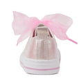 thumbnail image 5 of Little Girls Kids Sneakers Bowknot Pearl Ribbon Canvas Shoes Pink Classic Sparkle Low Top Lace Up Glimmer Glitter Lightweight Size 9, 5 of 6