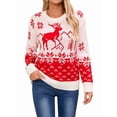 thumbnail image 2 of Tricot Col Rond Automne Hiver pour Femmes Géométrie Ethnique Animale Flocon de Neige Cropped Boho Blanc P, 2 of 10