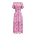 thumbnail image 6 of Letdown Summer Dresses for Women 2026 Floral Cottagecore Dress Puff Sleeve Maxi Ruffled Corset Dress Square Neck A Line Flowy Wedding Guest Tea Party Dresses, 6 of 7