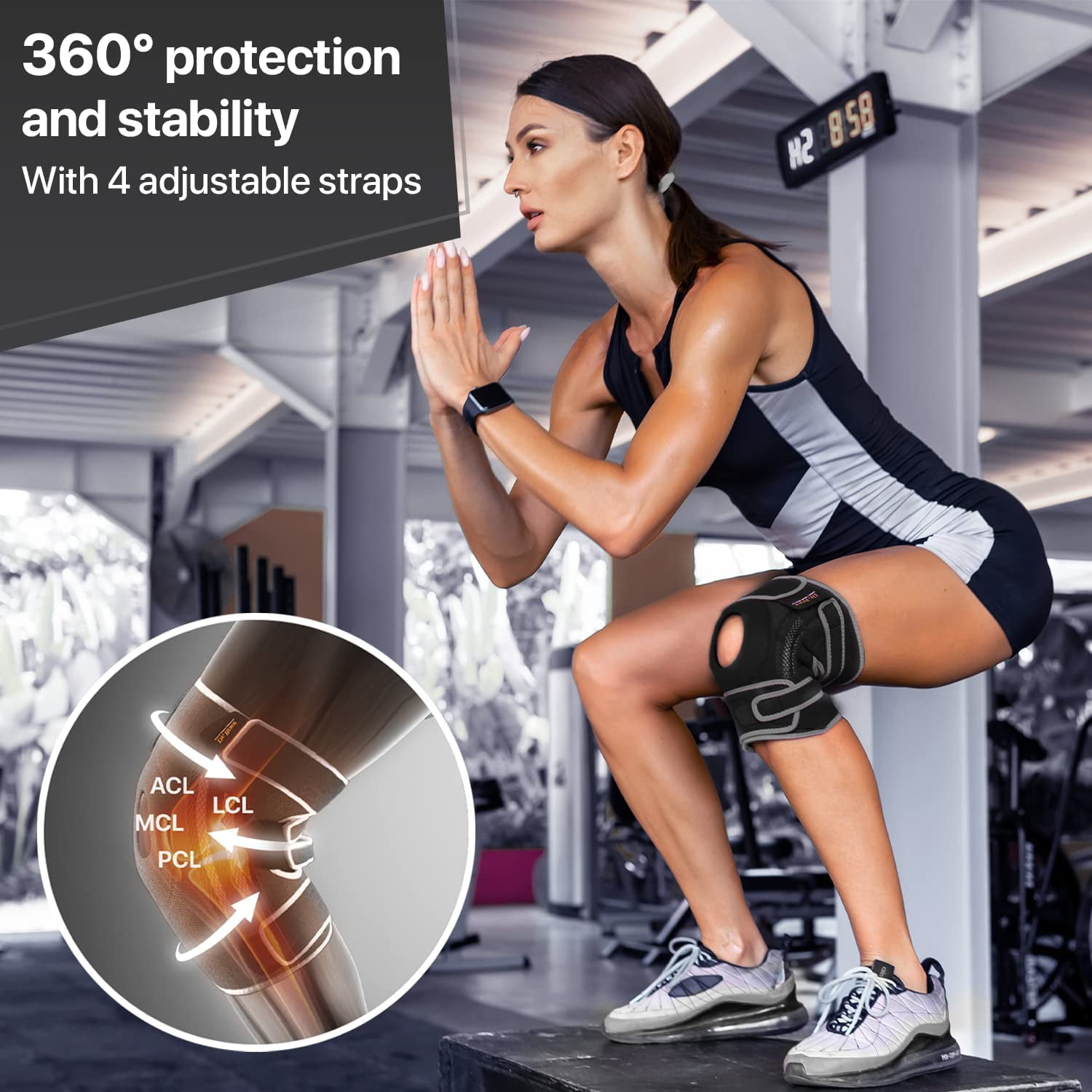 DR. BRACE Compression Knee Brace with Side Stabilizers & Patella Gel Pads, Knee Support for Knee Pain, Running & Sports, Men & Women (Mercury, Large)