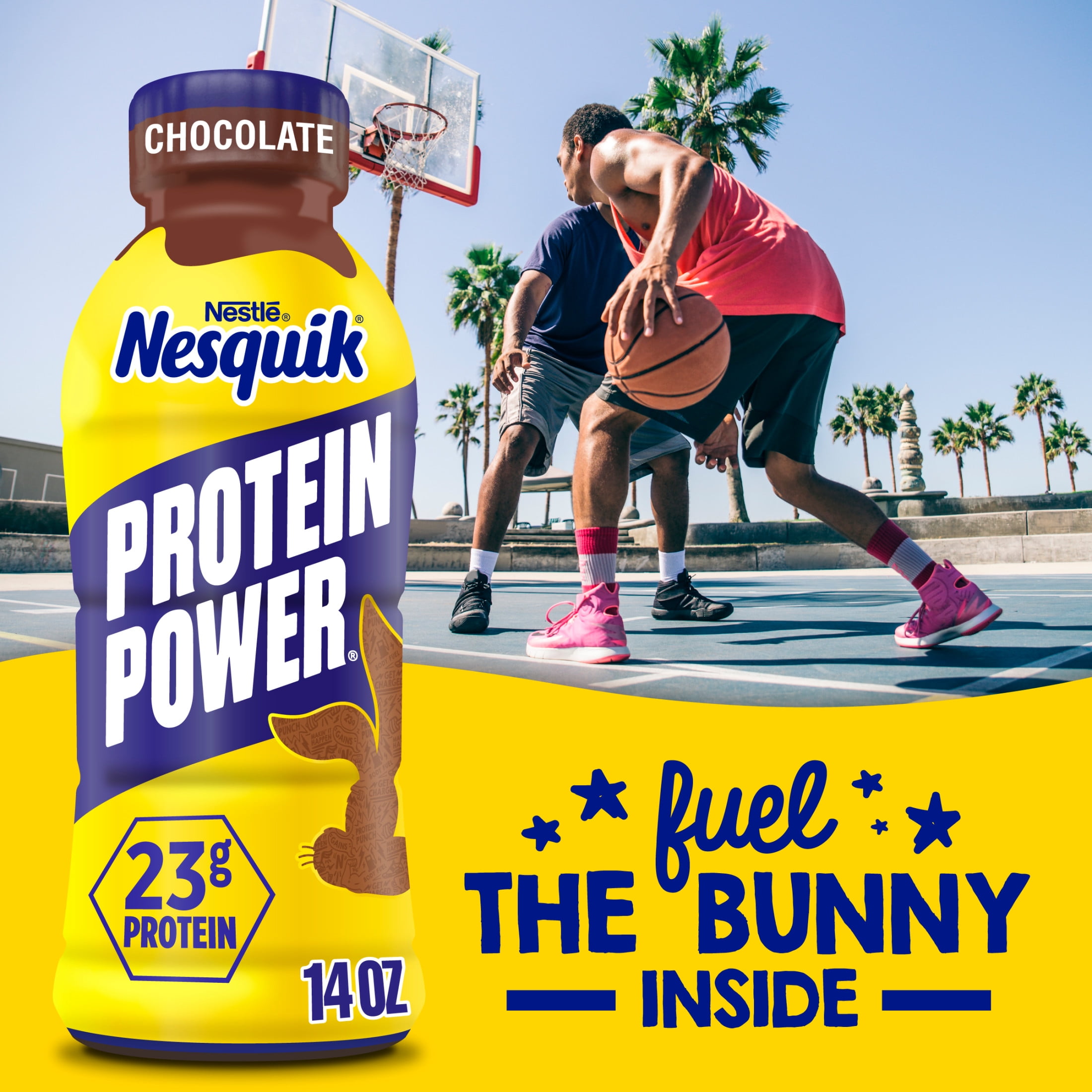 Nesquik Protein Power, Chocolate Protein Milk Beverage, 23g Protein per Bottle, Ready to Drink, 14 oz Bottle 14 fl oz