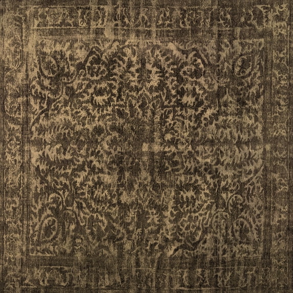 Ahgly Company Indoor Square Abstract Brown Contemporary Area Rugs, 4' Square