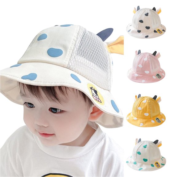 Oiyii Toddler Boys Cow‑Spot‑Print Sun Bucket Hat Print Hats Breathable Daily‑Use Party Cap, Blue