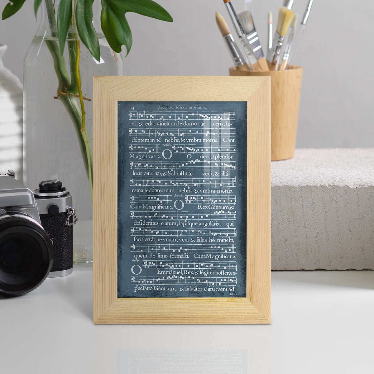 Graphic Songbook IV -Framed Print w/glass-Natural Wood
