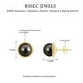 thumbnail image 5 of Real Tahitian Pearl Solitaire Stud Earrings with Screw Back - 15 Carat - AAA Quality, 10K Yellow Gold, 5 of 8