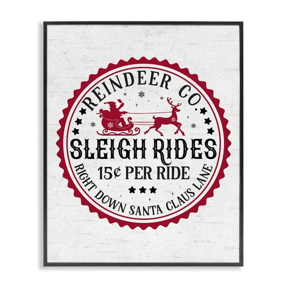 Stupell Industries Vintage Sleigh Rides Holiday Painting Black Framed Art Print Wall Art, 11 x 14