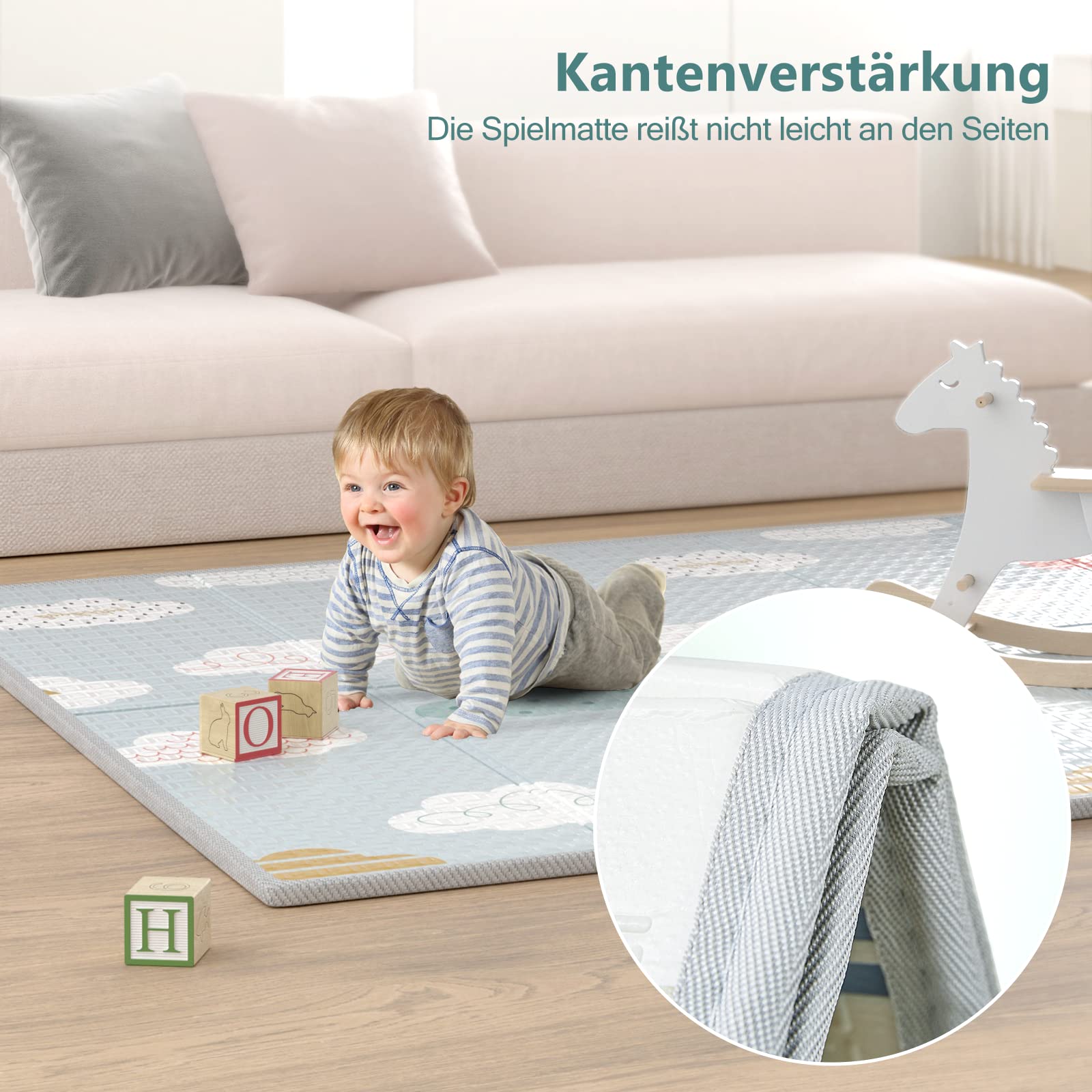PKINOICY 71x59inch Play Mat for Baby, Crawling Mat for Infants Toddlers Kids,Foldable Kids Play Mat,Waterproof Crawling Mat - image 4 of 7
